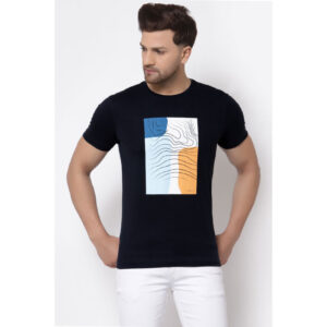 RedTape Navy Graphic Print Pure Cotton Men’s T-Shirt