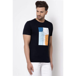 RedTape Navy Graphic Print Pure Cotton Men’s T-Shirt