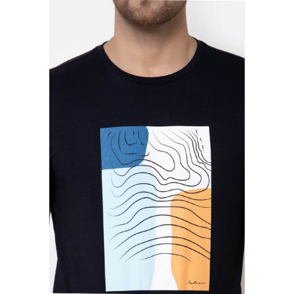 RedTape Navy Graphic Print Pure Cotton Men's T-Shirt - Image 4