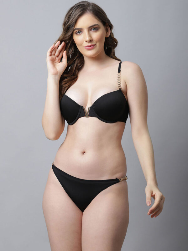 Beautiful Chain Strap Plunge Bra Panty Lingerie Set - Image 6