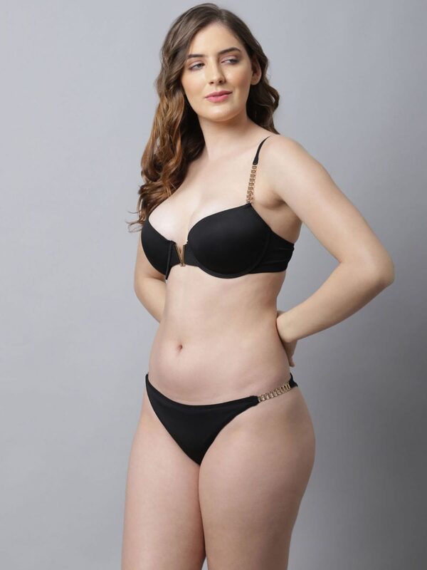Beautiful Chain Strap Plunge Bra Panty Lingerie Set - Image 7