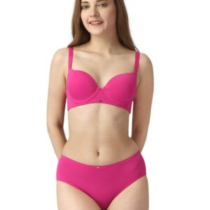 Medium Coverage Padded Wired Bra with mid Panty (set of 2)