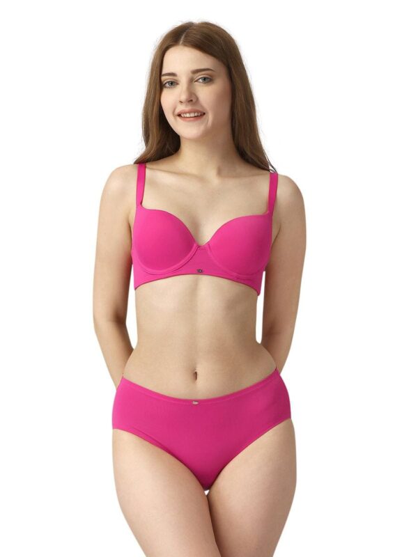 Medium Coverage Padded Wired Bra with mid Panty (set of 2)