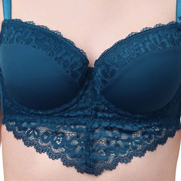 Semi/ Medium Coverage Wired Demi Cup Lace Bra with Brief- SET - Image 5